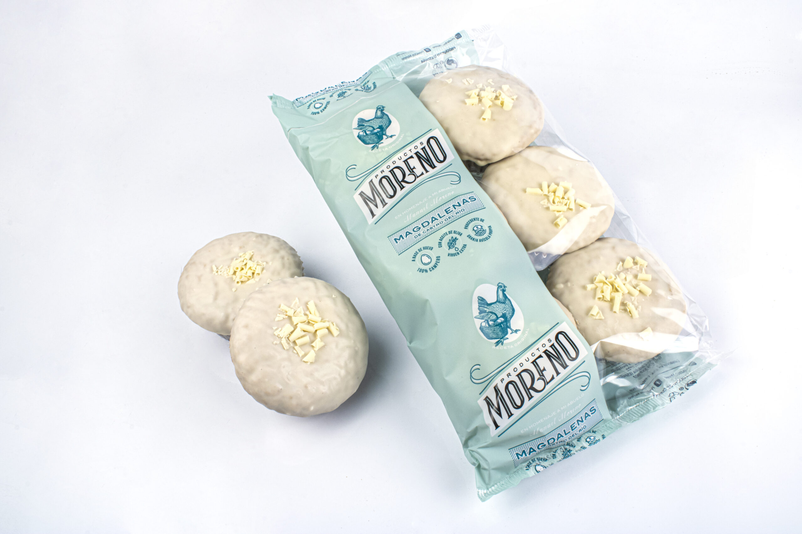 Productos Moreno MAGDALENAS CUBIERTA CHOCO BLANCO 6 UNIDADES